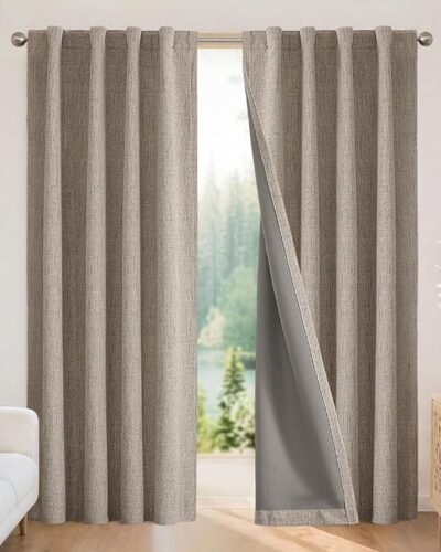 Blackout Curtains for Bedroom - Nature Linen 96 Inch Long